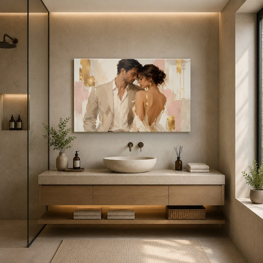 Portraits Figures 6 tempered glass wall art displayed in a Bathroom Wall Art — premium UV-printed glass panel by Glass Wall Decor