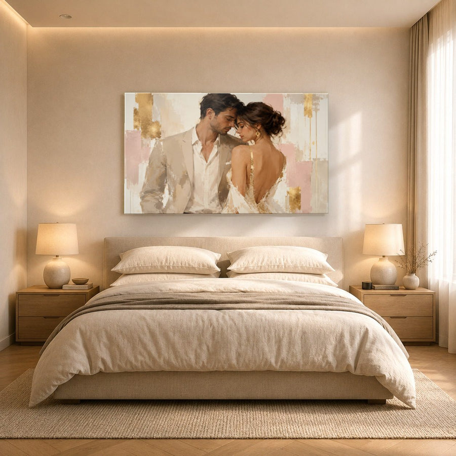 Portraits Figures 6 tempered glass wall art displayed in a Bedroom Wall Art — premium UV-printed glass panel by Glass Wall Decor