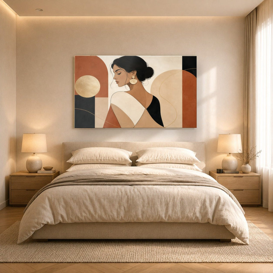 Portraits Figures 8 tempered glass wall art displayed in a Bedroom Wall Art — premium UV-printed glass panel by Glass Wall Decor
