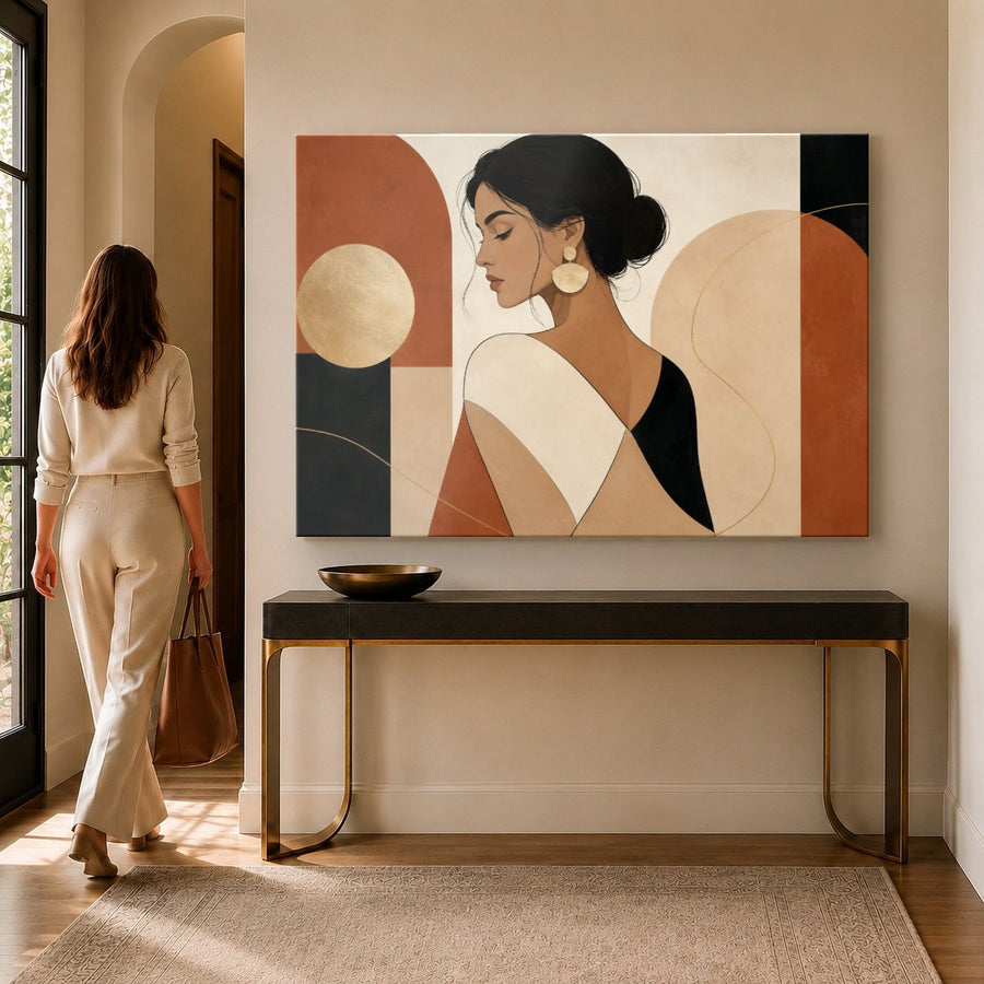 Portraits Figures 8 tempered glass wall art displayed in a Entryway Wall Art — premium UV-printed glass panel by Glass Wall Decor