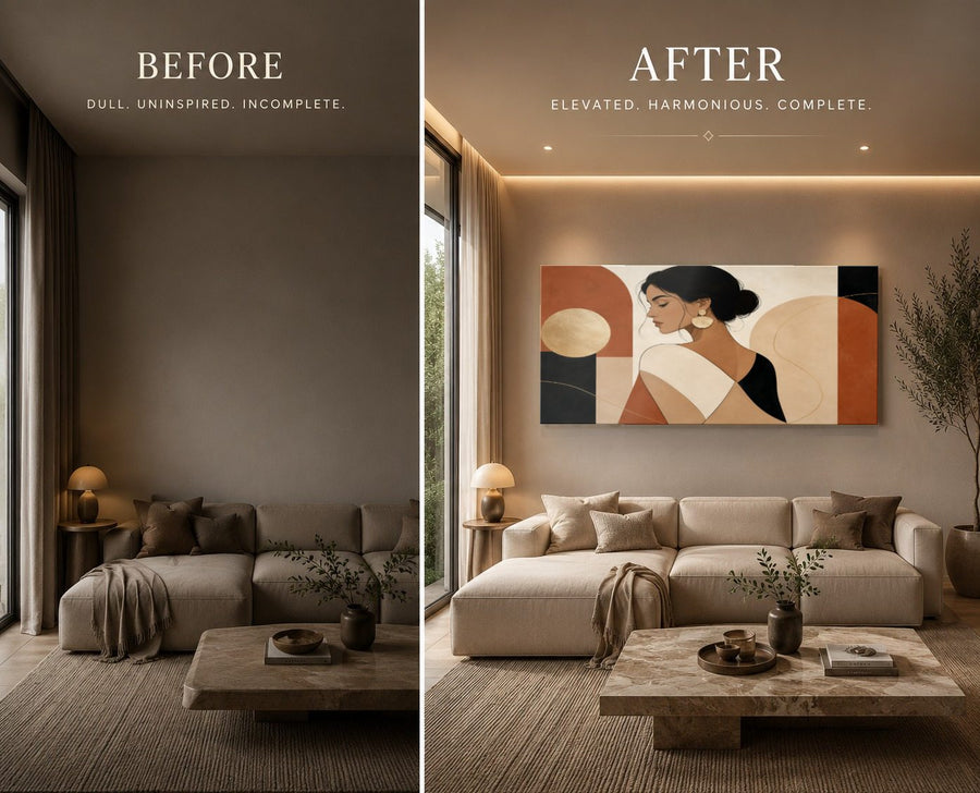 Portraits Figures 8 tempered glass wall art displayed in a Living Room Wall Art — premium UV-printed glass panel by Glass Wall Decor