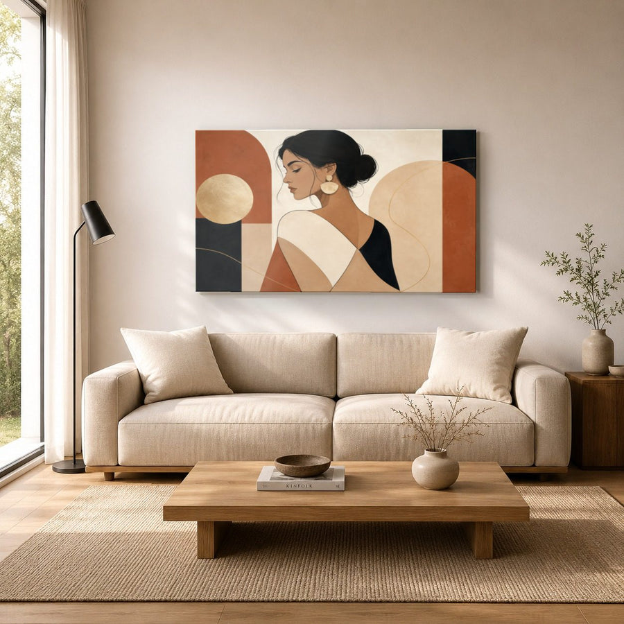 Portraits Figures 8 tempered glass wall art displayed in a Living Room Wall Art Tempered Glass — premium UV-printed glass panel by Glass Wall Decor