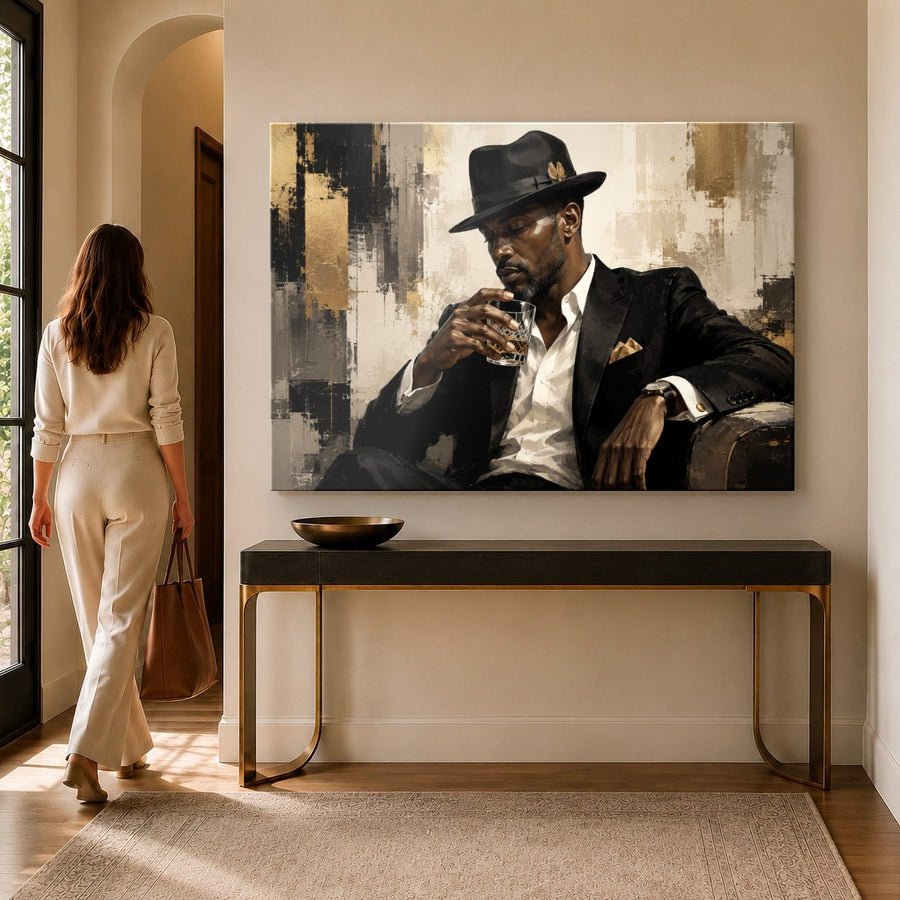 Portraits Figures 9 tempered glass wall art displayed in a Entryway Wall Art — premium UV-printed glass panel by Glass Wall Decor