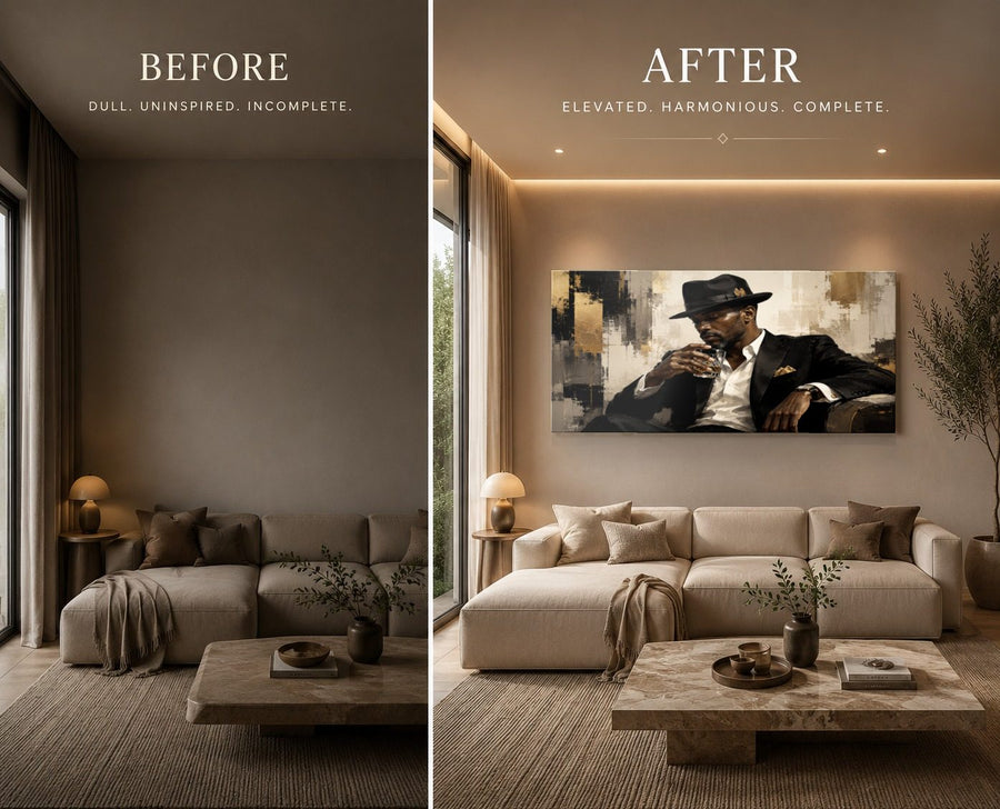 Portraits Figures 9 tempered glass wall art displayed in a Living Room Wall Art — premium UV-printed glass panel by Glass Wall Decor