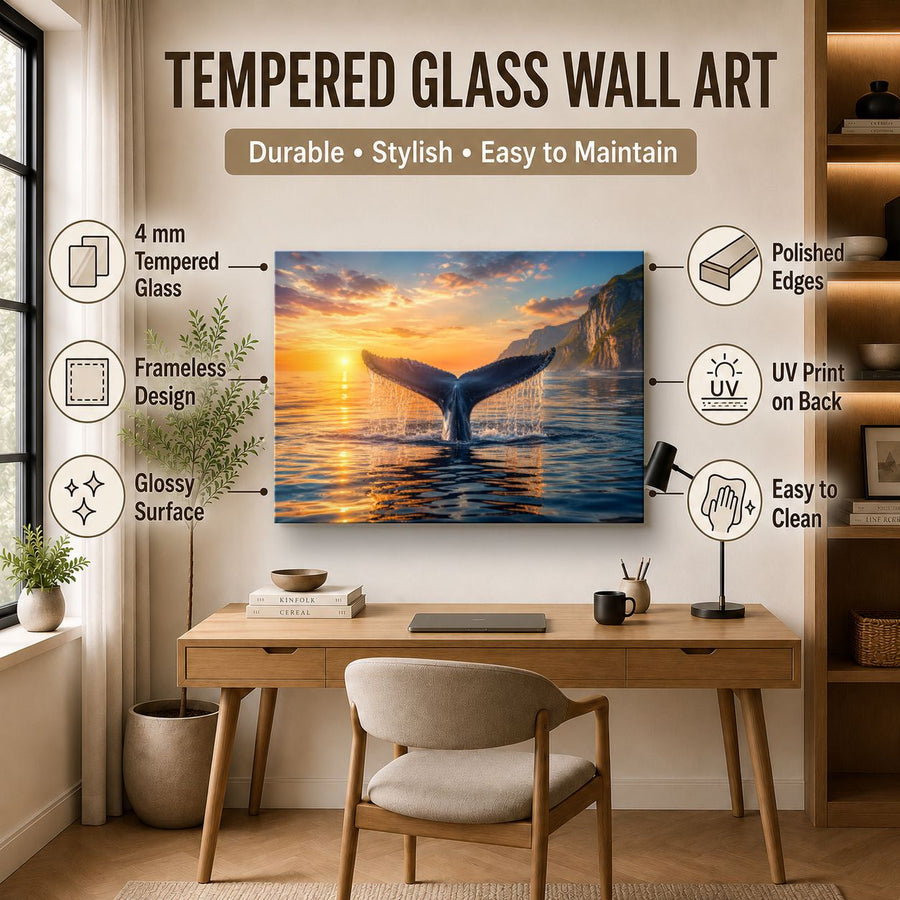 Wildlife Animals 10 tempered glass wall art displayed in a Office Wall Art — premium UV-printed glass panel by Glass Wall Decor