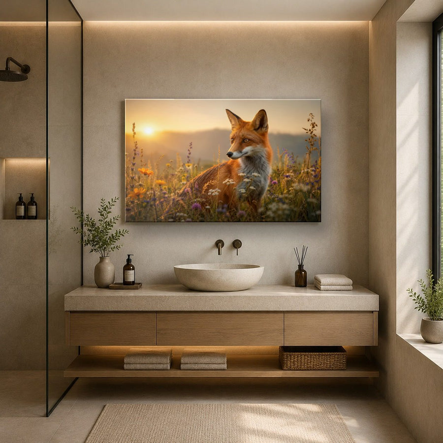 Wildlife Animals 2 tempered glass wall art displayed in a Bathroom Wall Art — premium UV-printed glass panel by Glass Wall Decor