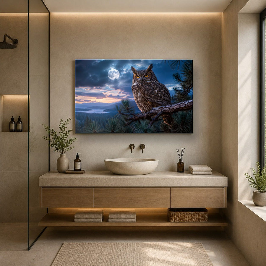 Wildlife Animals 4 tempered glass wall art displayed in a Bathroom Wall Art — premium UV-printed glass panel by Glass Wall Decor