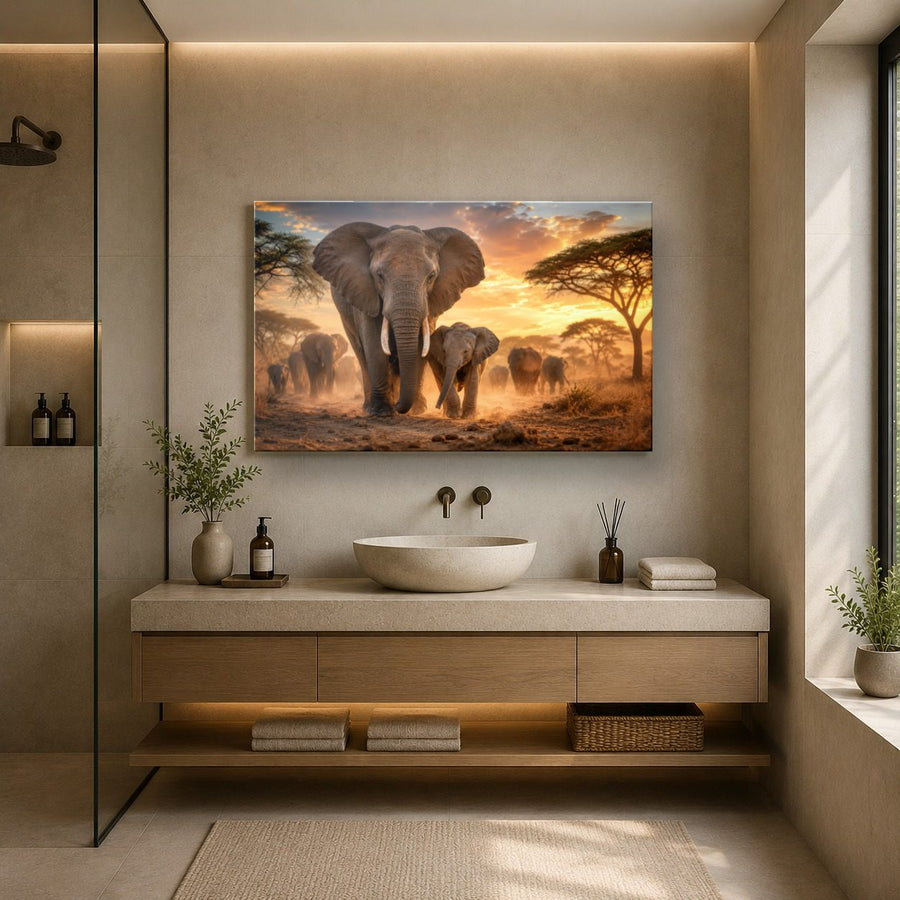 Wildlife Animals 7 tempered glass wall art displayed in a Bathroom Wall Art — premium UV-printed glass panel by Glass Wall Decor