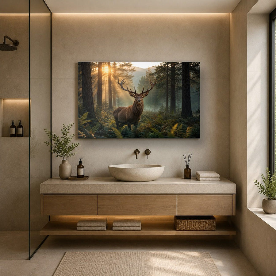 Wildlife Animals 8 tempered glass wall art displayed in a Bathroom Wall Art — premium UV-printed glass panel by Glass Wall Decor