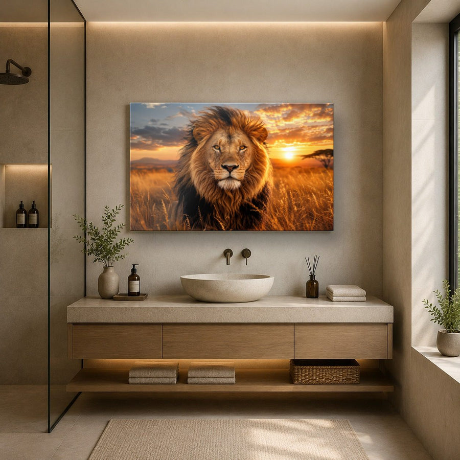 Wildlife Animals 9 tempered glass wall art displayed in a Bathroom Wall Art — premium UV-printed glass panel by Glass Wall Decor