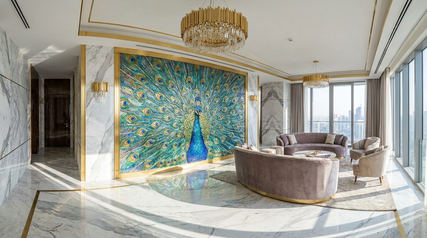 Bird & Peacock Glass Wall Art | Elegant Tempered Glass Prints | GWD