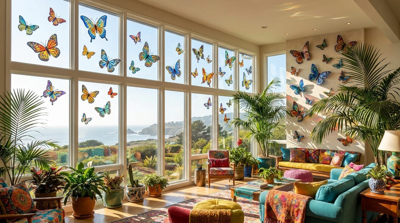 Butterfly Glass Wall Art | Modern Tempered Glass Prints | GWD