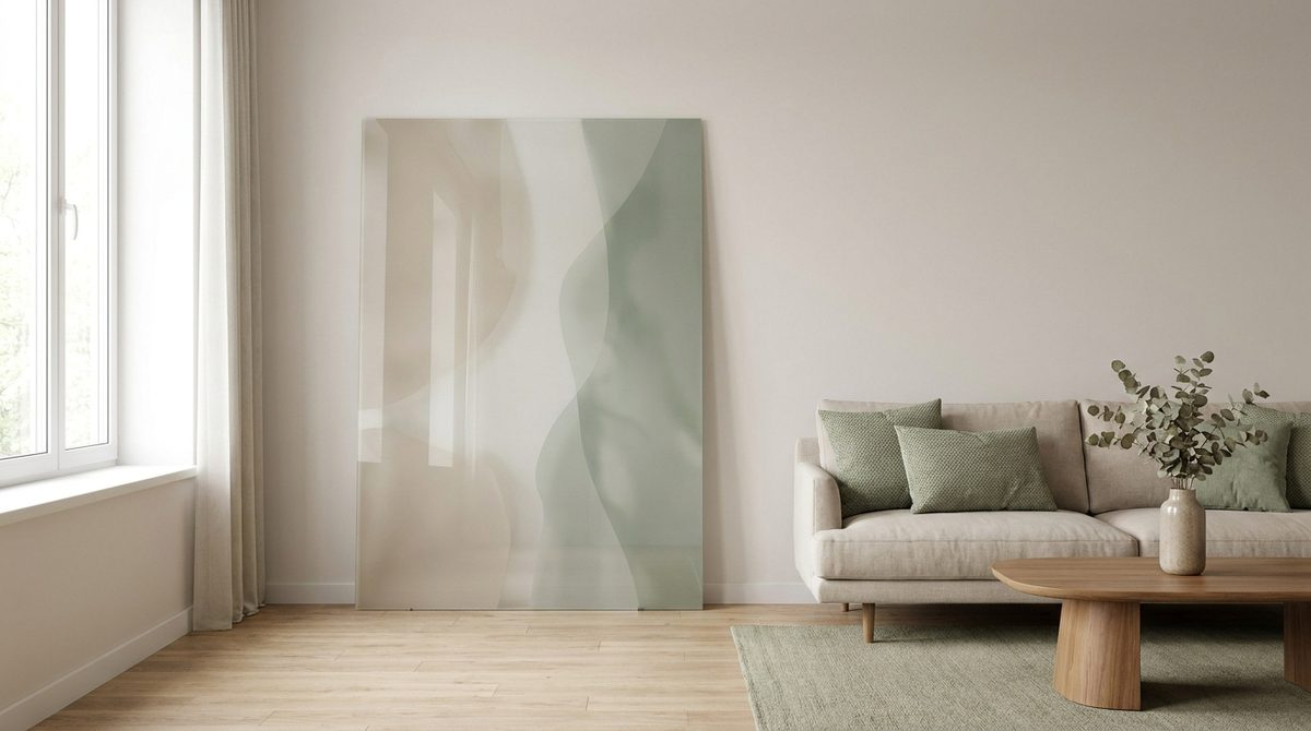 Glass wall art in interior